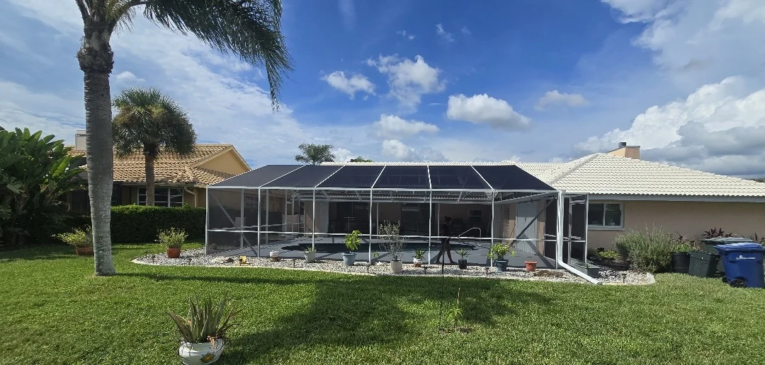 Pool cage in Venice, Florida after new screen panels were installed