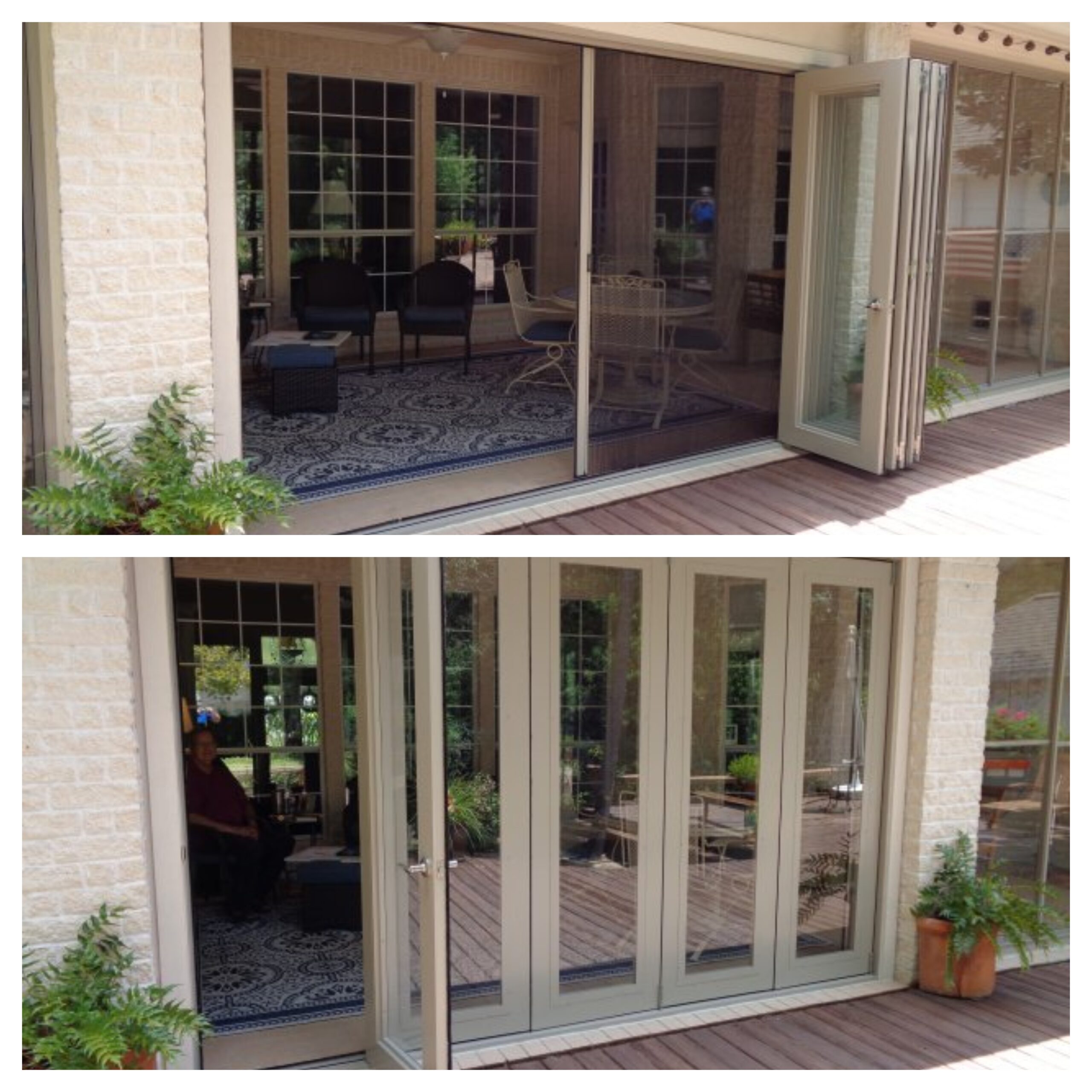 A visualization of a Retracted VS Semi Closed Screen Door 